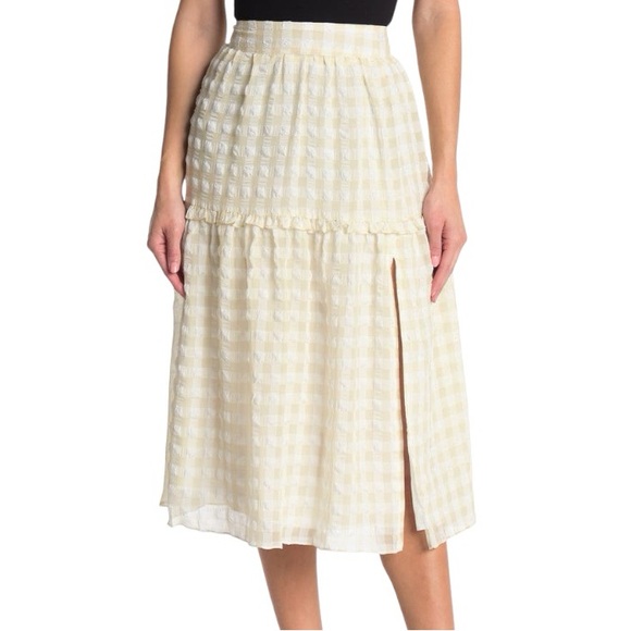 NWT Walter Baker Plaid Gingham Organza Midi Skirt Size 0 - Picture 1 of 10